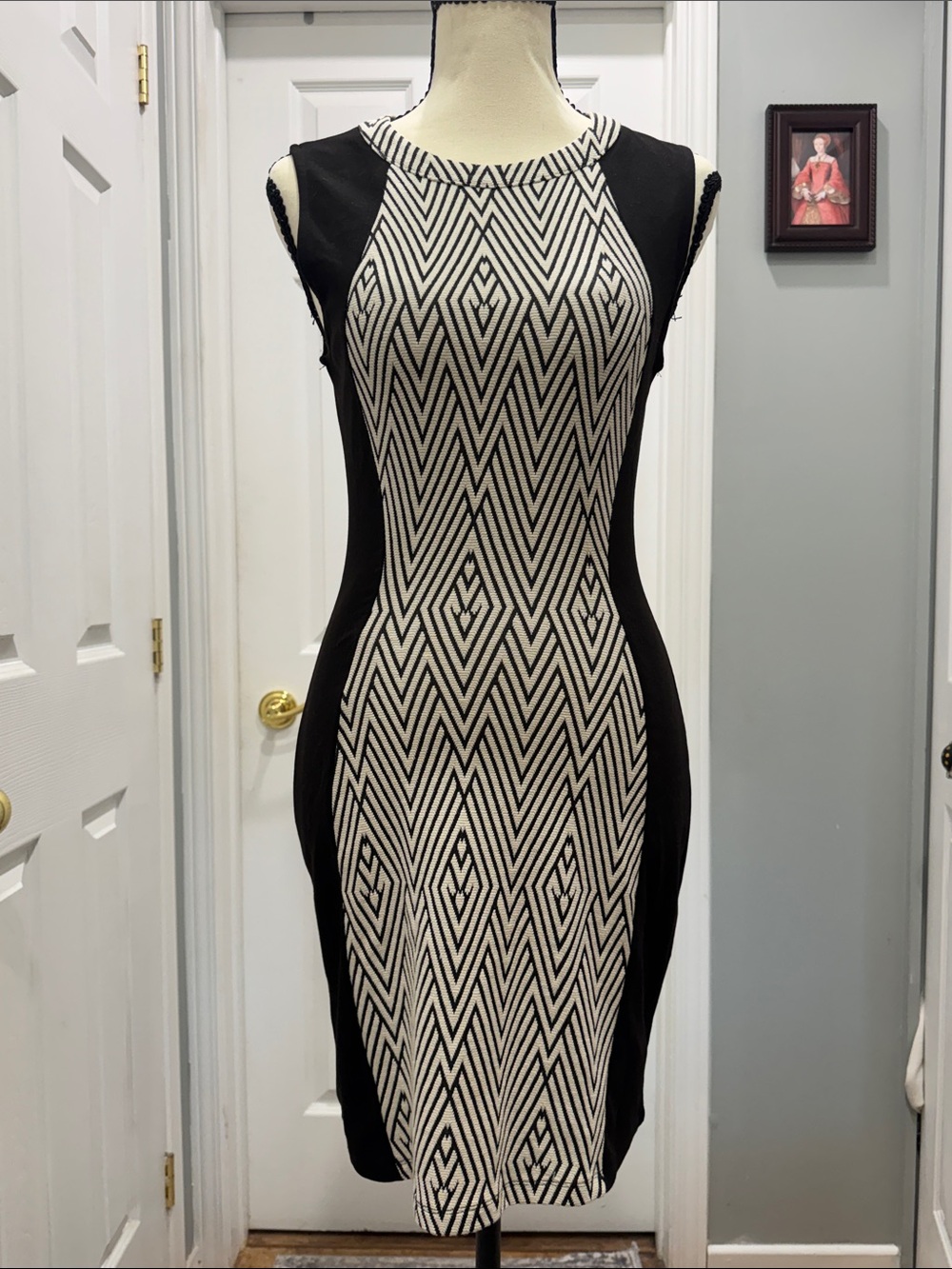 H&M Divided Black and White Geometric Bodycon Dress